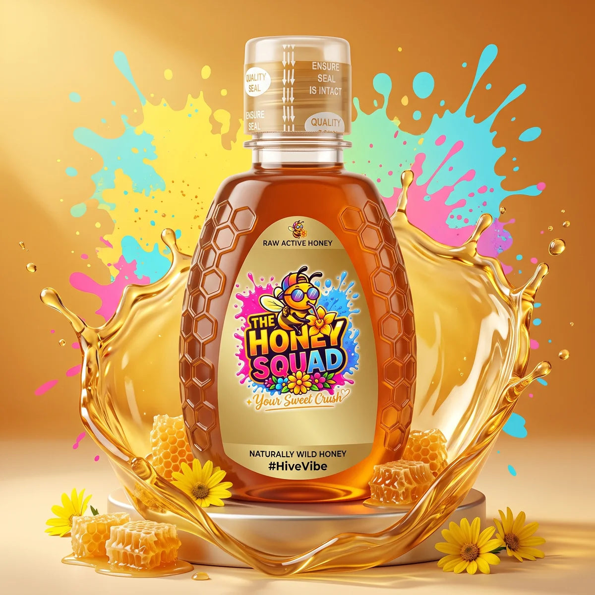The Honey Squad raw honey squeeze bottle